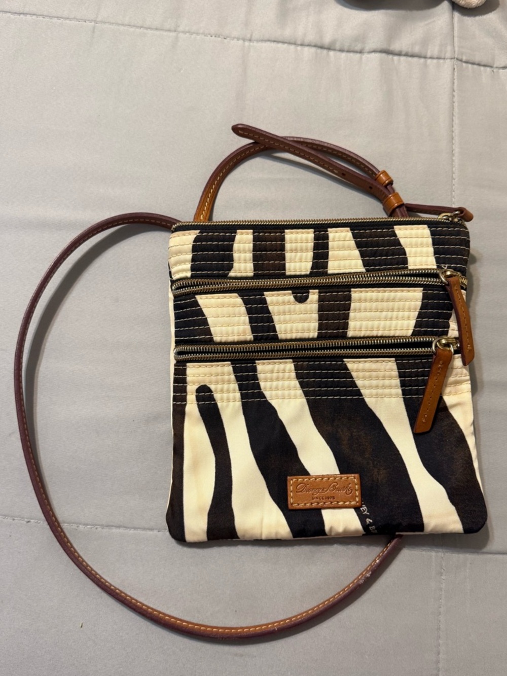 Dooney & Bourke Crossbody Zebra Print purse with Leather Trim